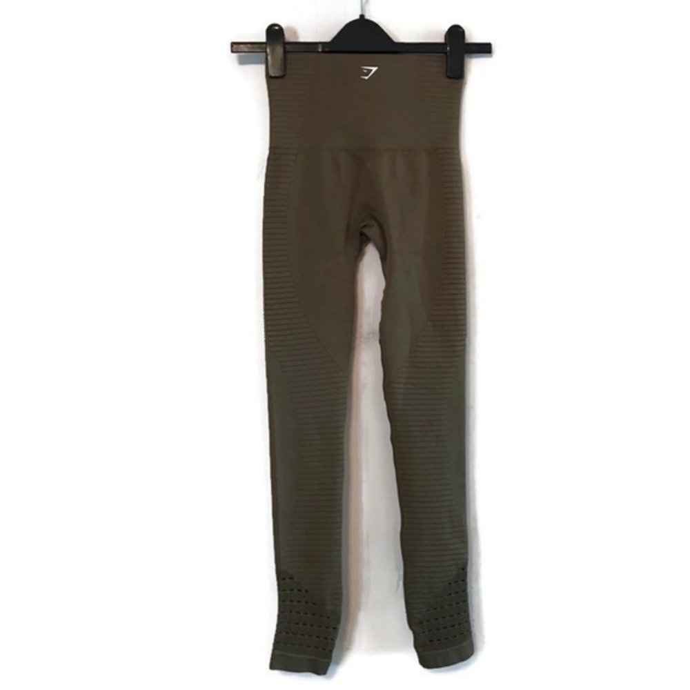 Gymshark Seamless Energy Mesh Inset Leggings Olive Green Women’s XS EXTRA SMALL